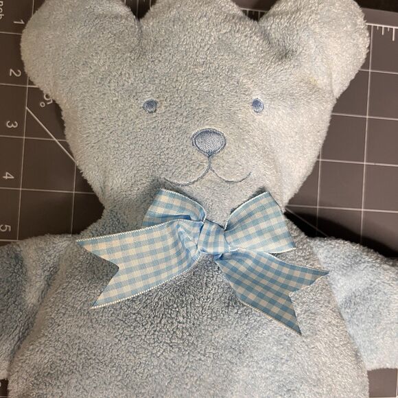 North American Bear Co Pancake Bear #3538 Flat Pastel Blue Plush Terry Lovey 14" - Picture 4 of 12